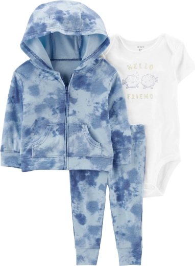 Carter's 3-piece baby set Blue Ocean – sweatshirt, sweatpants and short-sleeve bodysuit