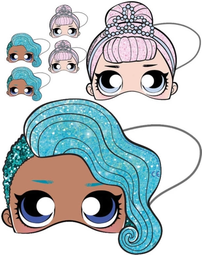 L.O.L. Surprise! glitter paper face mask with elastic strap - set of 6 pcs