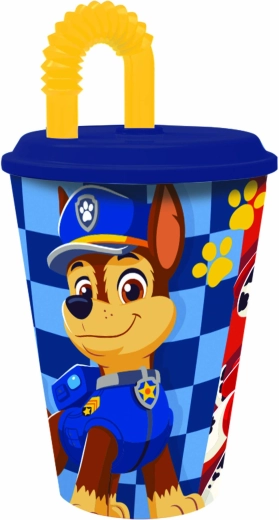 Детска пластмасова чаша с вградена сламка PAW Patrol 430 мл