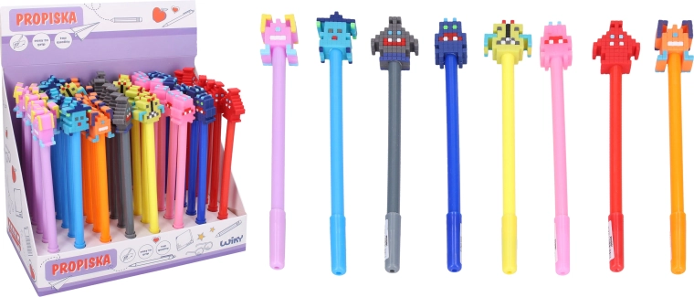 Pen with Monster charm, blue refill