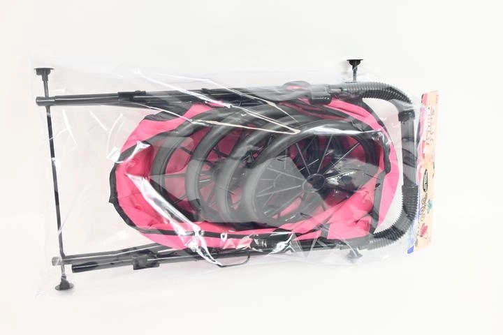 Deep doll pram with large wheels, pink