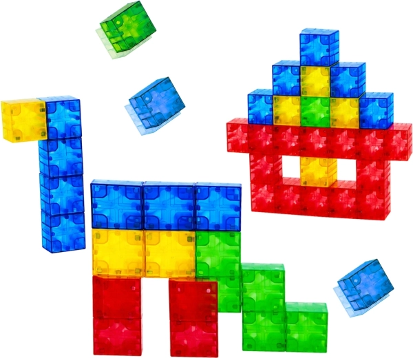 Цветни прозрачни кубчета за 2D и 3D конструкции