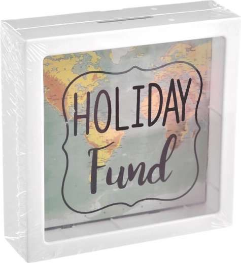 Plastic money box (UH) with Holiday map motif 15 × 5 × 15 cm