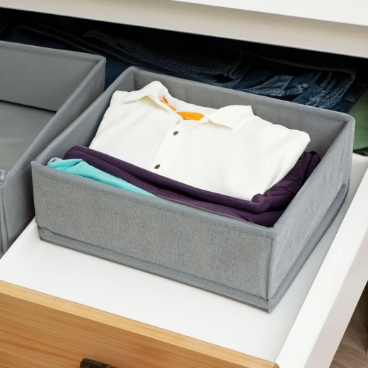 Textile Storage Box 30 × 26 × 10 cm, Gray