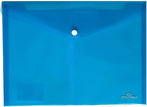 A5 Button-Closure Document Folder Transparent Blue CONCORDE