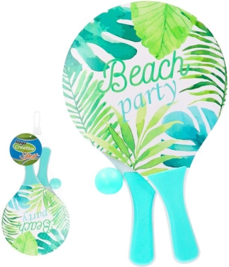 Wooden beach tennis paddles with ball