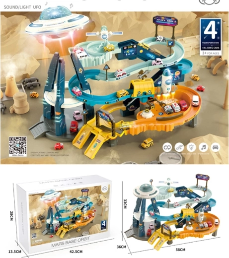 Cosmic Martian slide with vehicles