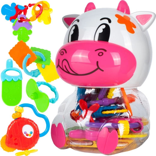 Baby rattles in a box Cow
