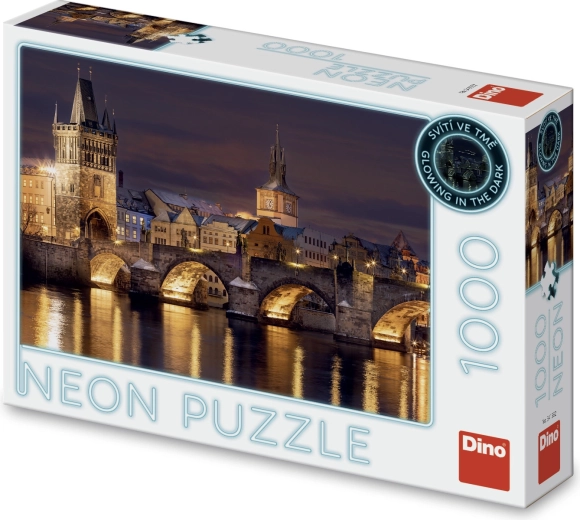 Night Charles Bridge neon puzzle 1000 pieces