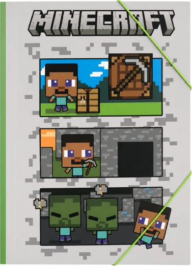 Minecraft A4 notebook folders with elastic band - grey