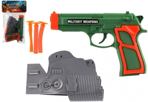 Kids' toy pistol with suction-cup darts and holster, 3 darts, plastic, 19 × 13 cm