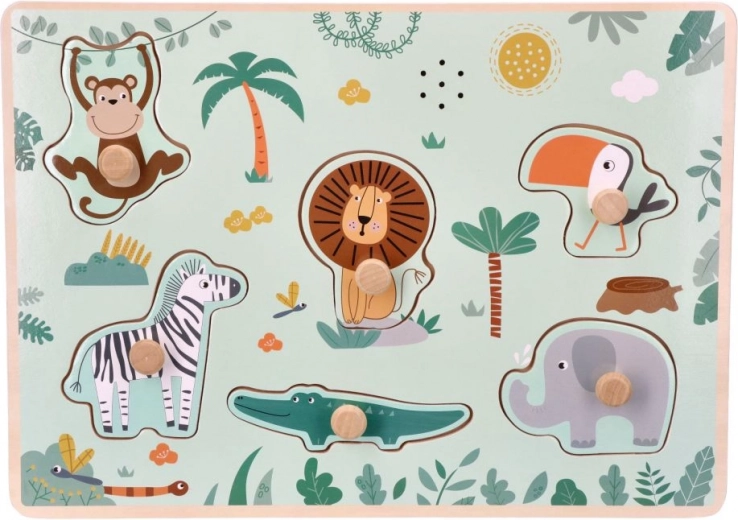 Дървен пъзел със звуци Safari
