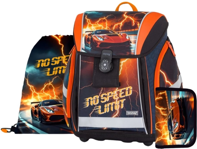 Ученически комплект Oxybag Premium Light Auto – раница, торбичка и несесер