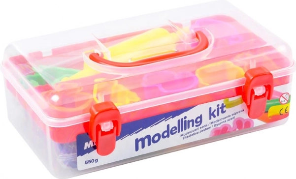 Modeling set with playdough, 7 colors, cutters and roller (550 g)