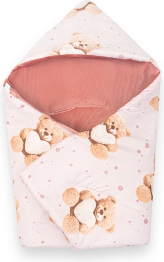 Затоплена пелена за столче за кола NEW BABY Love Teddy Bear, розова