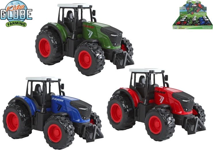 Metal tractor Kids Globe Farming with pull-back action 12 cm - 1 piece