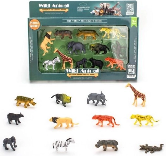 Set of Wild Animal Figures - 12 pcs, 7 cm