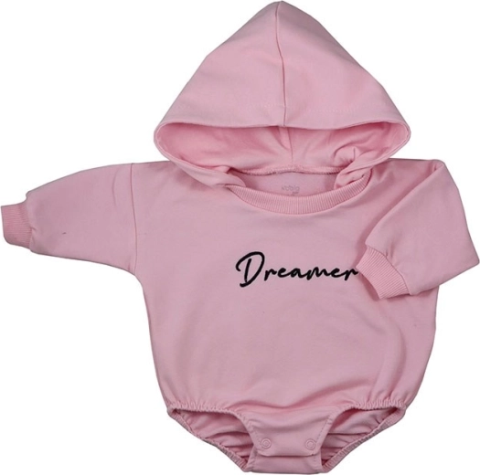 Baby sweat bodysuit with hood Koala Dreamer pink