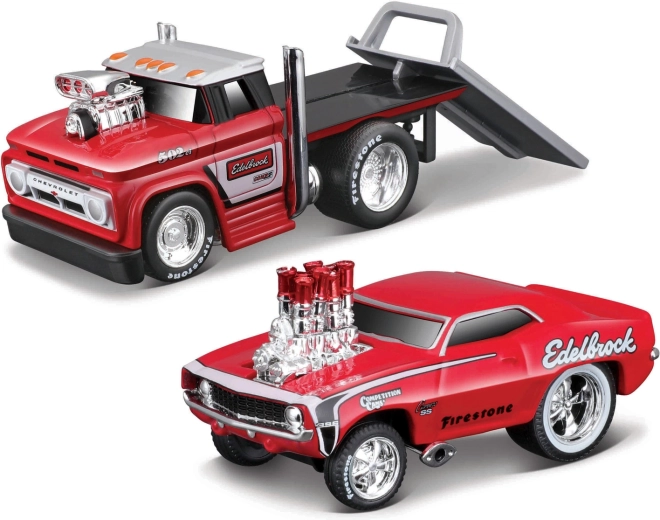 Maisto Muscle Transports 1966 Chevrolet C60 Flatbed with 1969 Chevrolet Camaro SS 1:64