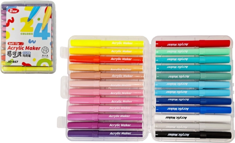 Acrylic markers set 24 pcs for glass, ceramic, wood and stones