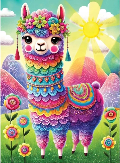 WOODEN CITY wooden puzzle rainbow llama, 40 pieces