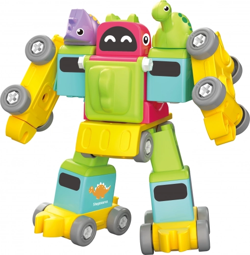 Robotic dinosaur and train screw-together construction set