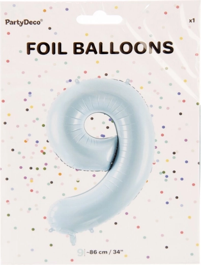 Blue foil balloon number 9, 86 cm