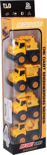 Construction Play Set 4pcs - Metal and Plastic Cars