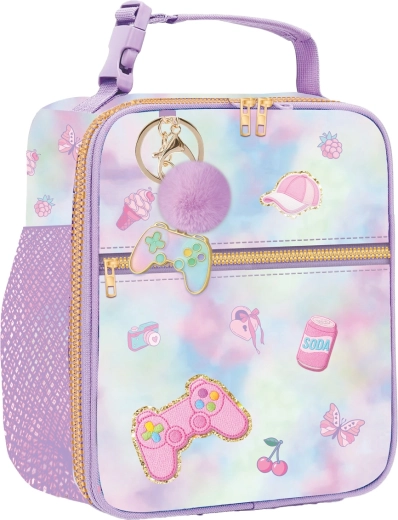 Kids insulated lunch bag – gaming world with controller + matching keychain