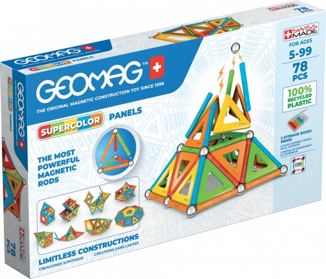 Geomag Supercolor Panels рециклиран магнитен конструктор 78 части