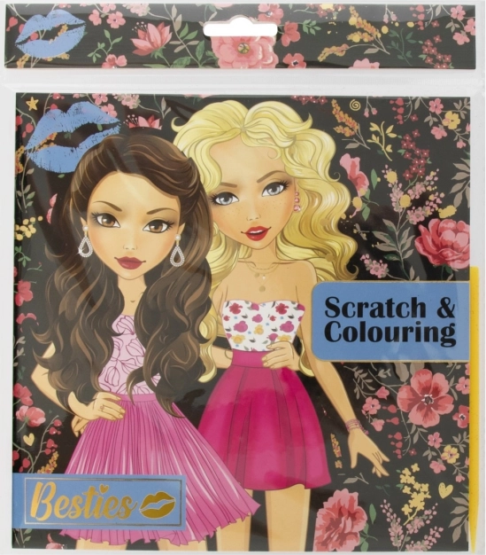 Scratch and Coloring Book Besties for Girls, 20 × 20 cm