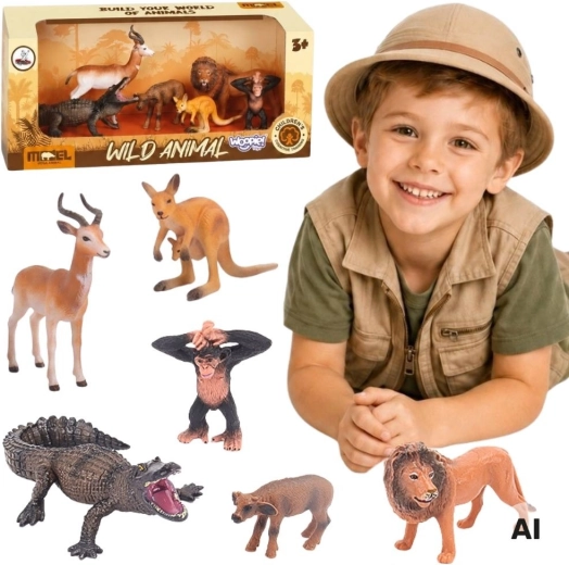 Woopie safari animal figurine set 6 pcs