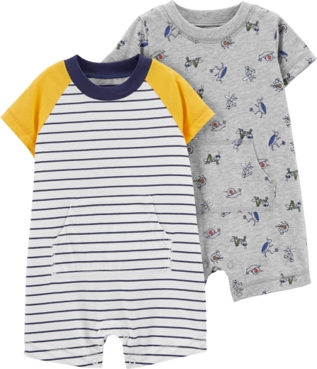 CARTER'S summer cotton short-sleeve romper for boys GreyGreen (2 pcs) – 3 m