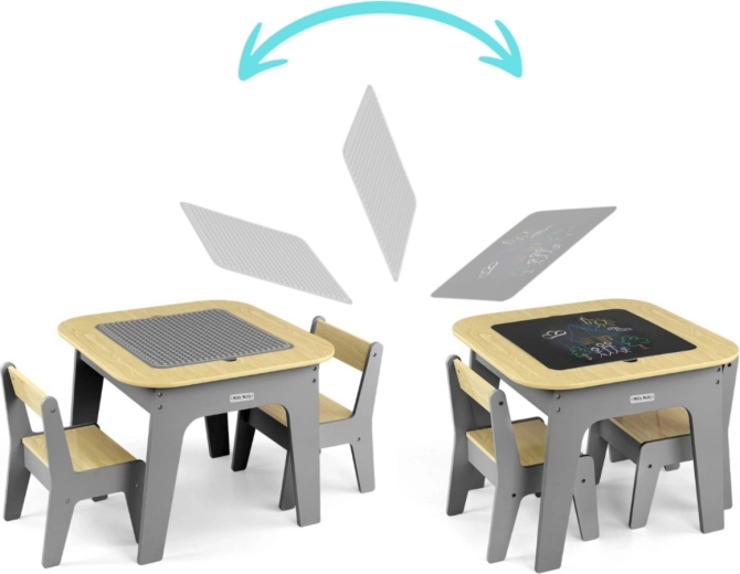 Double-sided tabletop for building and drawing