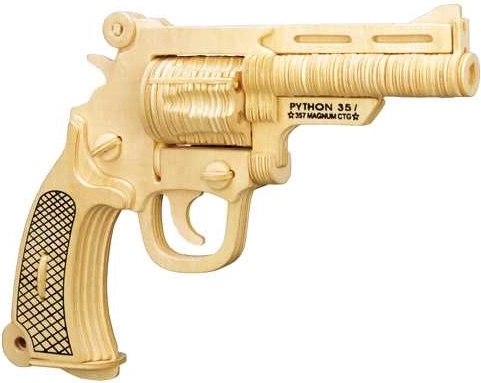Woodcraft Wooden 3D Puzzle S&W Pistol, 106 Pieces