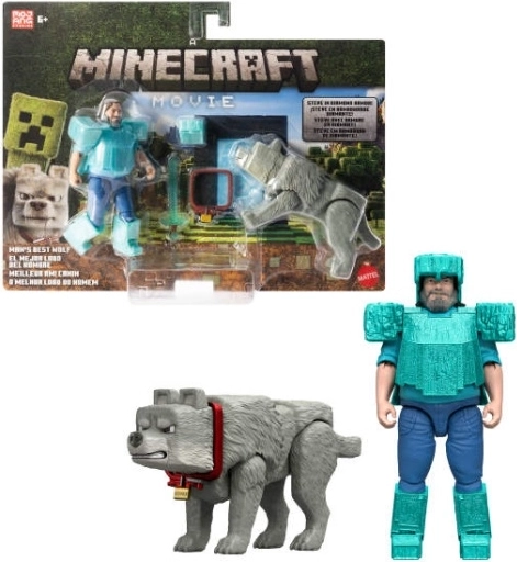Minecraft фигурки Стив и вълк – комплект 2 бр.