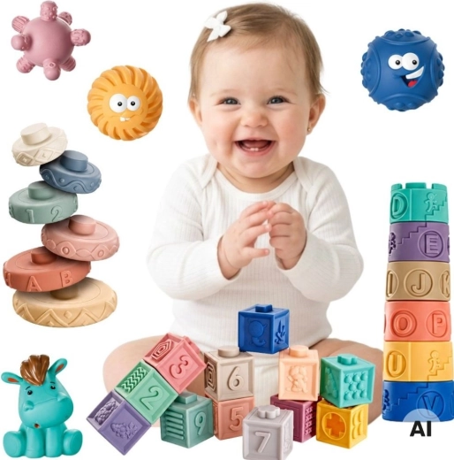 Woopie Baby меки сензорни кубчета и топки 27 бр.