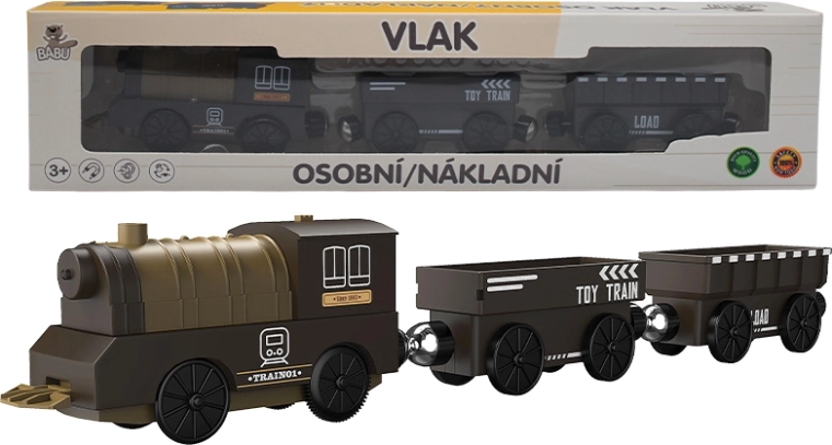 BABU battery-powered steam freight locomotive with wagons