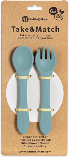 Petite&Mars silicone cutlery Take&Match frosted sky 6m+