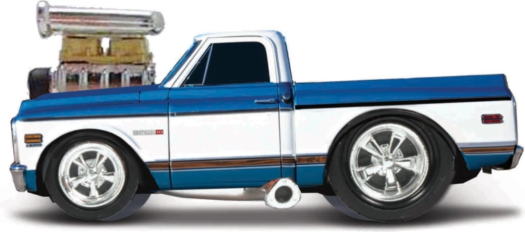 Maisto Muscle Machines Chevrolet C10 Pickup 1972 синьо-бял 1:64