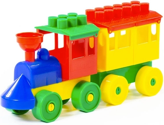 Building Block Train Set with Locomotive and Wagon