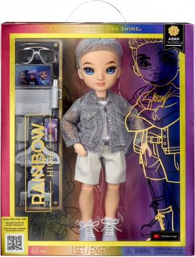 Rainbow High модна кукла Aiden Russell лилава с аксесоари