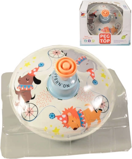 Children's metal spinning top with animals, 11 cm