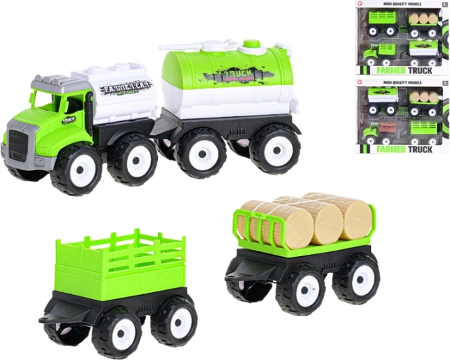 Farmer Car Set with Flywheel and Three Trailers