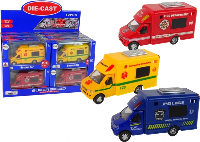 Rescue Vehicles with Friction Drive - Police, Firefighters, Ambulance