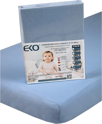 EKO Jersey Fitted Sheet with Elastic, Blue 120 × 60 cm