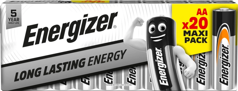 Energizer alkaline batteries AA, pack of 20