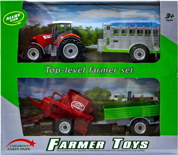 Red tractor with interchangeable trailers - 1 piece