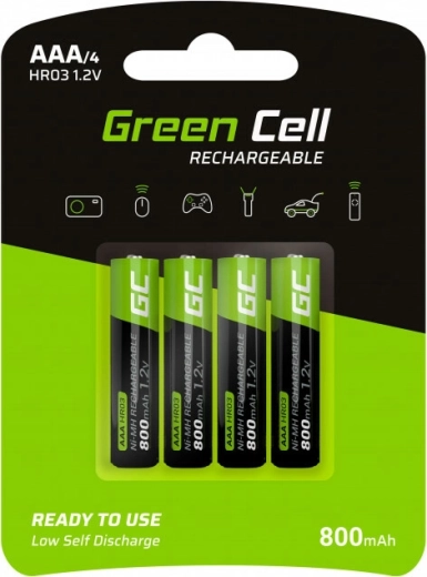 Green Cell AAA HR03 rechargeable batteries 800 mAh, set of 4 pcs
