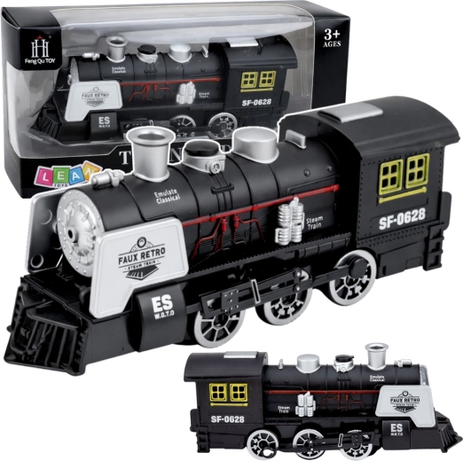 Classic Black Steam Locomotive with Sounds, Smoke, and Obstacle Sensor